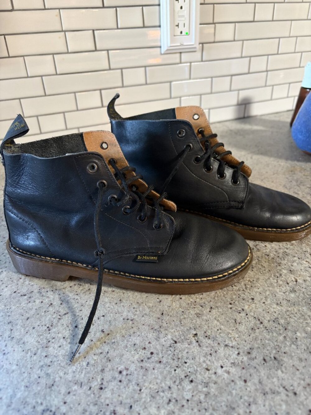 Dr Martens Black Leather 12-eye Lace Up Youth Ankle boots Your UK Size 3 US 4